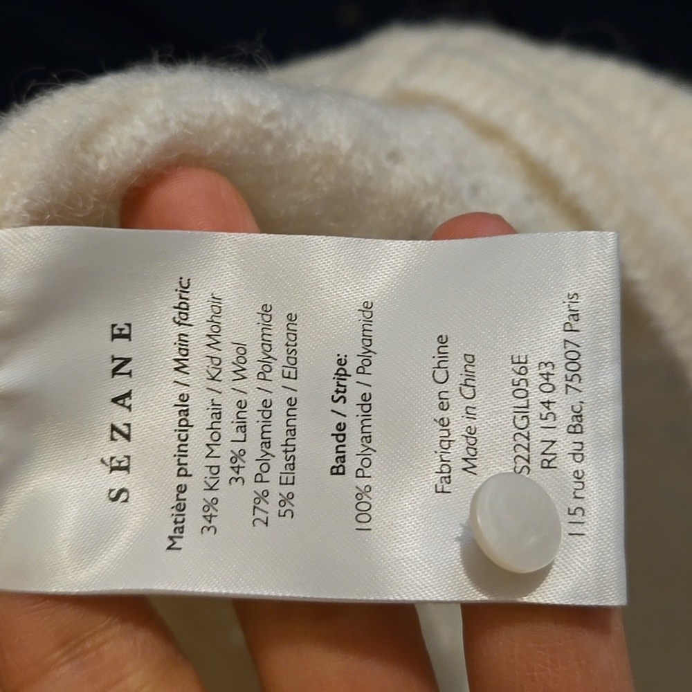 Sezane Saphia Wool/ Kid Mohair Delicate Fancy Openwork Knit White Cardigan - Picture 12 of 14